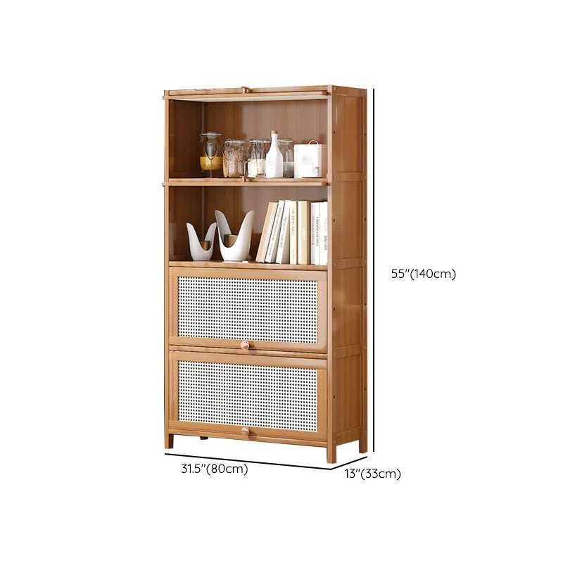 Libreria bambù Scaffale standard moderno con schienale chiuso e armadietti Clearhalo