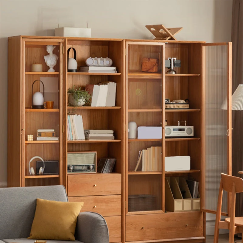 Libreria con schienale chiuso. Libreria standard contemporanea legno naturale Clearhalo