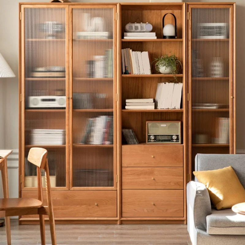 Libreria con schienale chiuso. Libreria standard contemporanea legno naturale Clearhalo