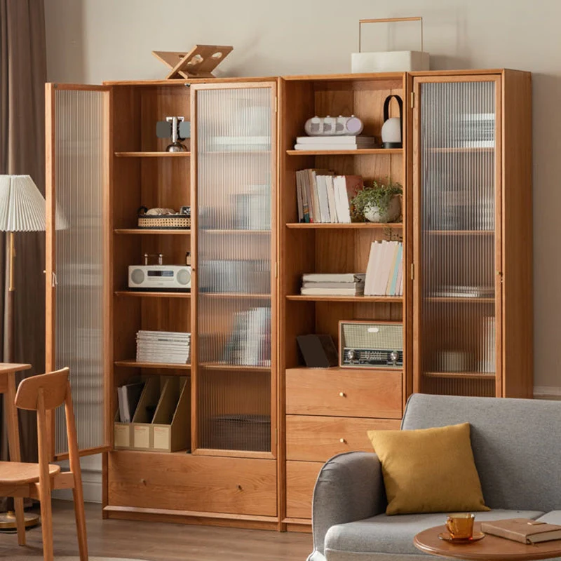 Libreria con schienale chiuso. Libreria standard contemporanea legno naturale Clearhalo