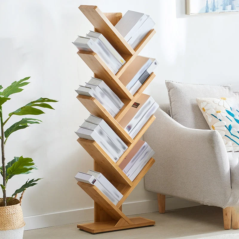 Libreria contemporanea bambù Etagere, libreria con schienale aperto per ufficio Clearhalo