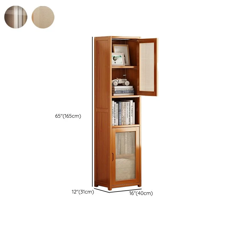 Libreria contemporanea con schienale chiuso, libreria verticale bambù con ante Clearhalo