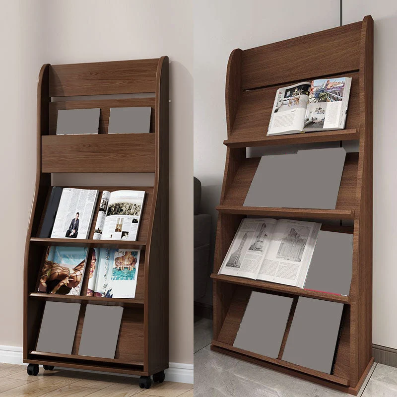 Libreria contemporanea con schienale chiuso. Scaffale verticale legno ingegnerizzato Clearhalo