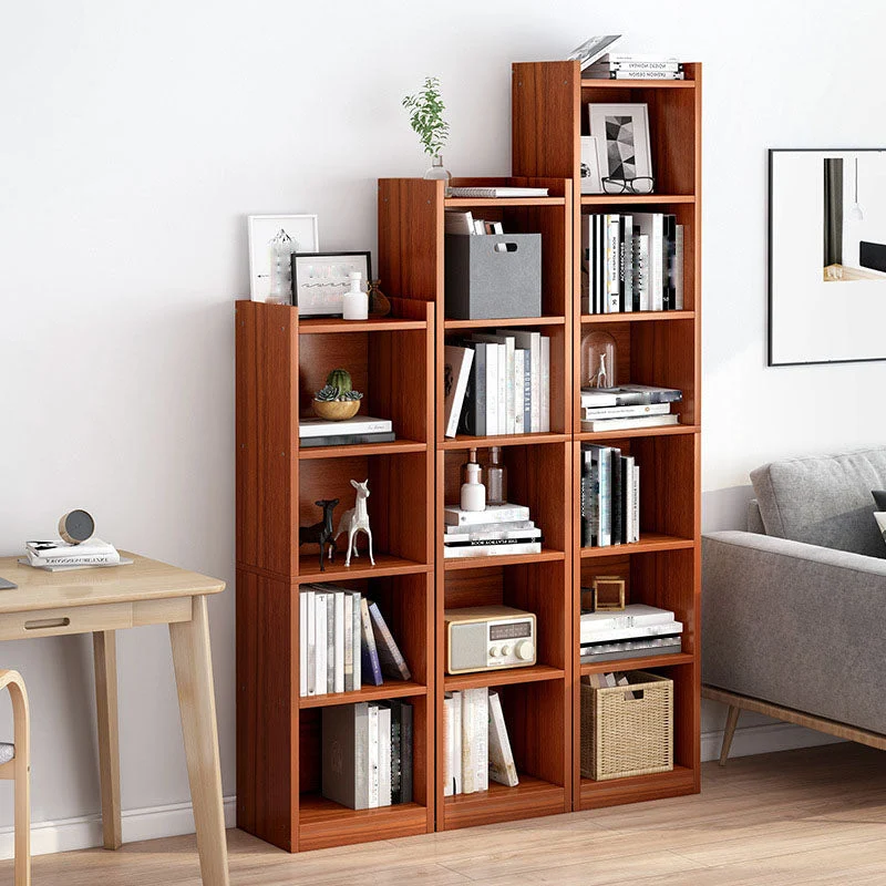 Libreria contemporanea con schienale chiuso Scaffale legno ingegnerizzato per l'home office Clearhalo