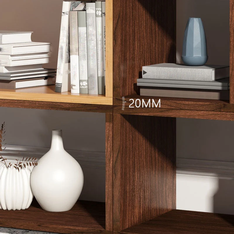 Libreria contemporanea forma di cubo con schienale aperto legno per la casa Clearhalo