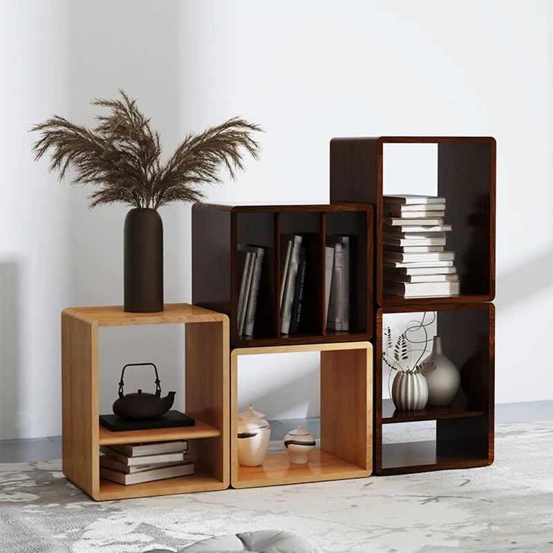 Libreria contemporanea forma di cubo con schienale aperto legno per la casa Clearhalo