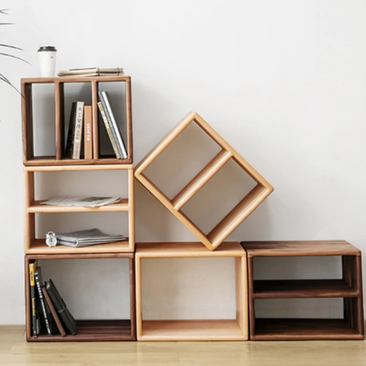 Libreria contemporanea legno massello con schienale aperto per l'home office Clearhalo