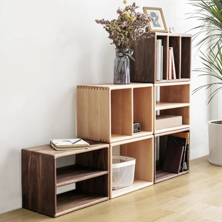 Libreria contemporanea legno massello con schienale aperto per l'home office Clearhalo