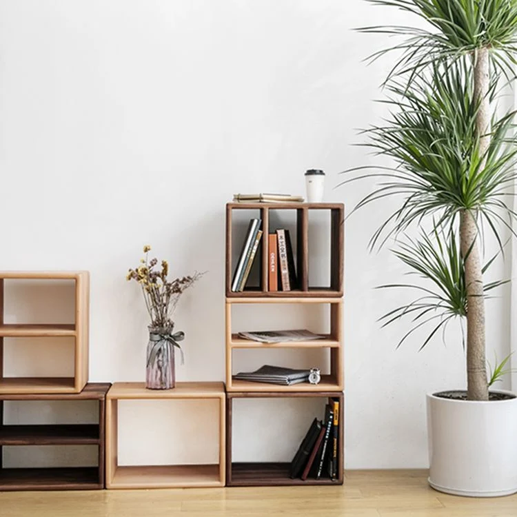 Libreria contemporanea legno massello con schienale aperto per l'home office Clearhalo