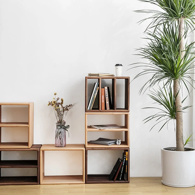 Libreria contemporanea legno massello con schienale aperto per l'home office Clearhalo