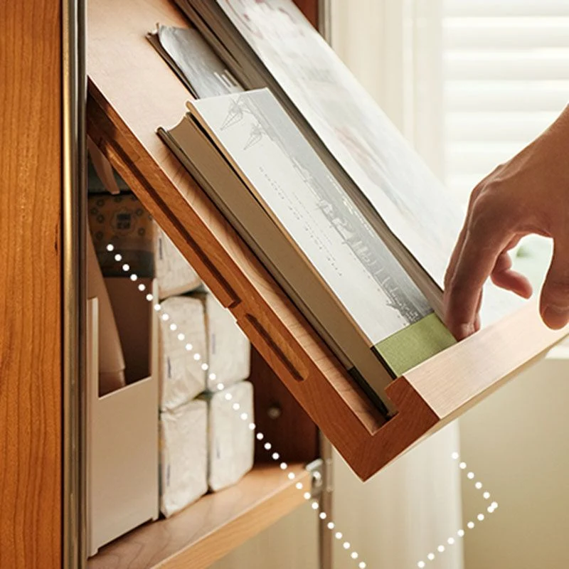 Libreria contemporanea legno massello con schienale chiuso e armadietti Clearhalo