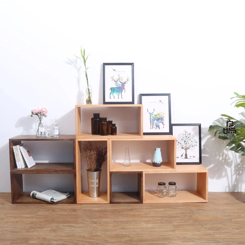 Libreria cubica con schienale aperto Libreria contemporanea legno per la casa Clearhalo