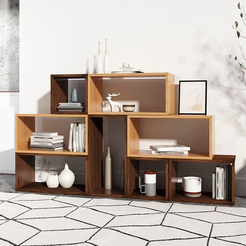 Libreria cubica legno massello con libreria contemporanea con schienale aperto per ufficio Clearhalo