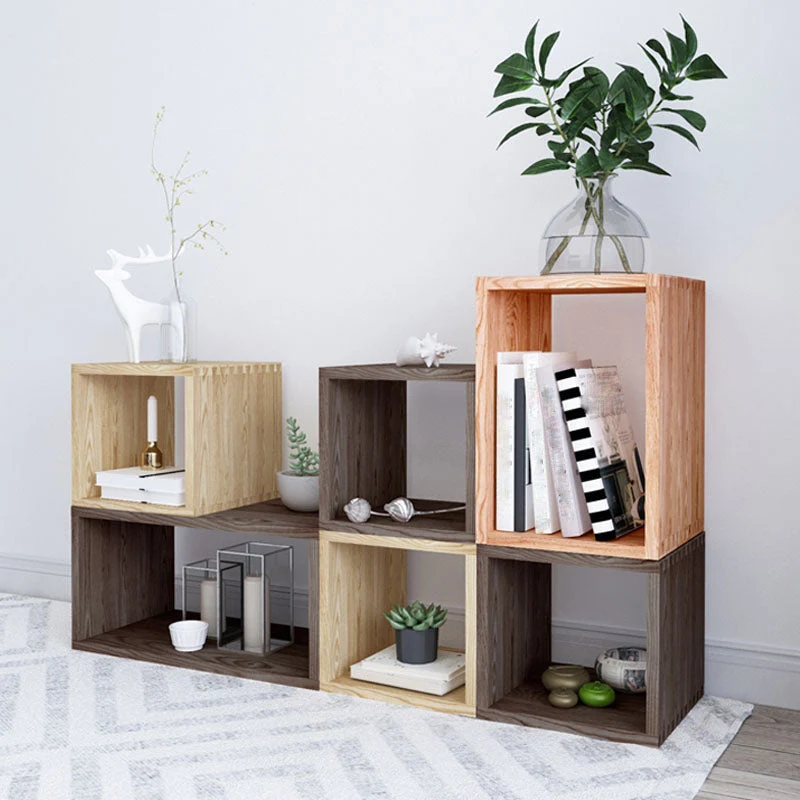 Libreria cubo con schienale aperto Libreria contemporanea legno massello per la casa Clearhalo