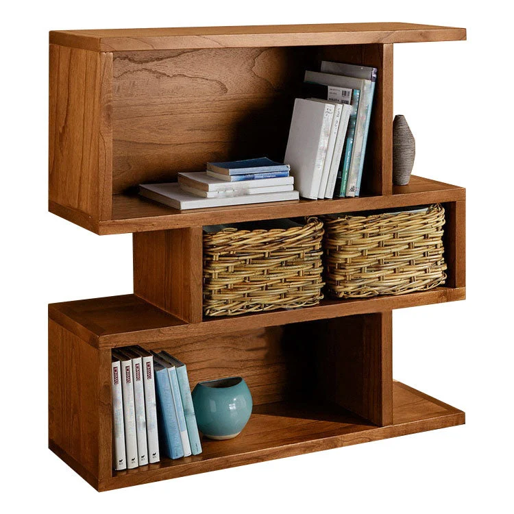 Libreria geometrica con schienale chiuso Libreria contemporanea legno con ripiani Clearhalo
