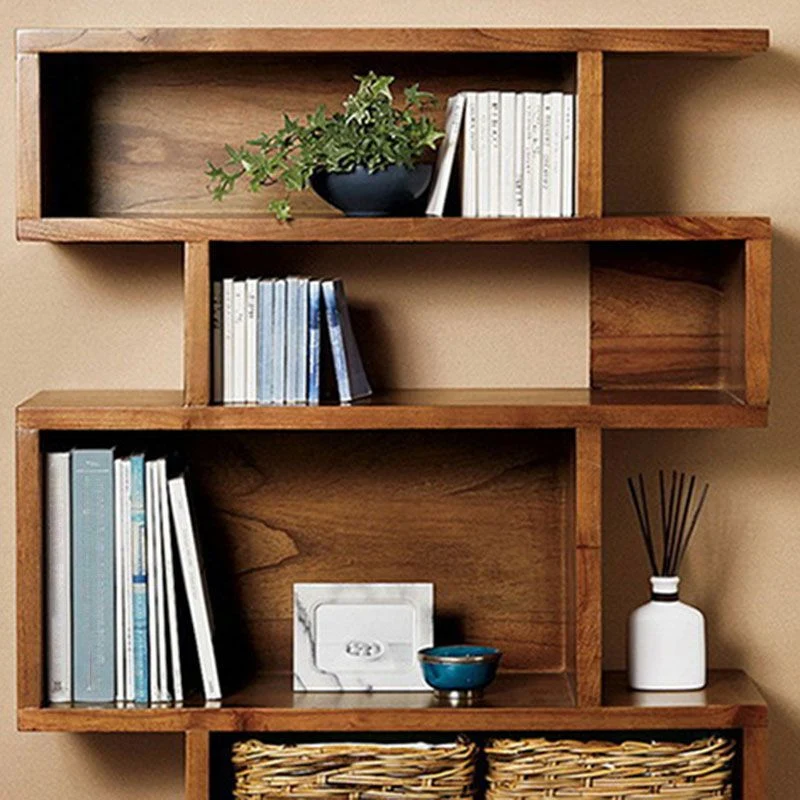 Libreria geometrica con schienale chiuso Libreria contemporanea legno con ripiani Clearhalo