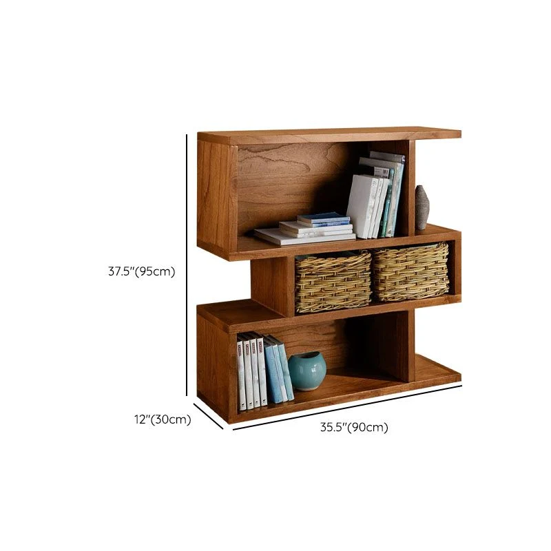 Libreria geometrica con schienale chiuso Libreria contemporanea legno con ripiani Clearhalo