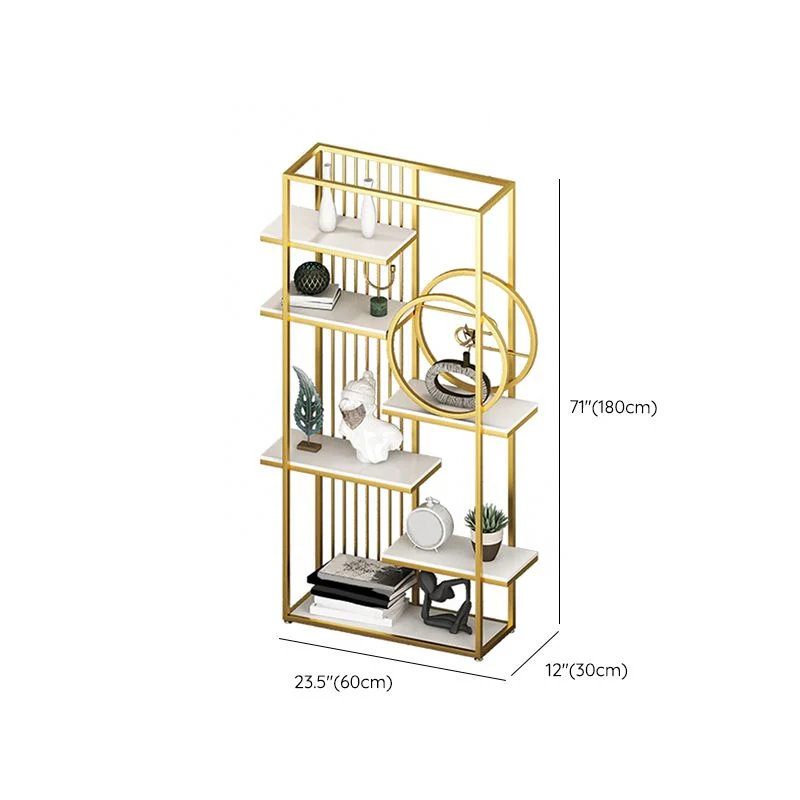 Libreria Glam con scaffale metallo Libreria con schienale aperto per l'home office Clearhalo