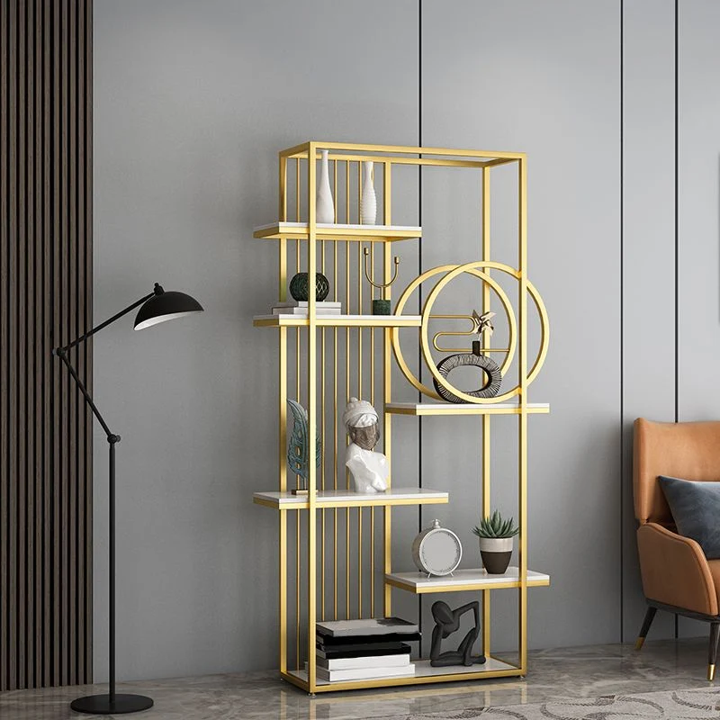 Libreria Glam con scaffale metallo Libreria con schienale aperto per l'home office Clearhalo