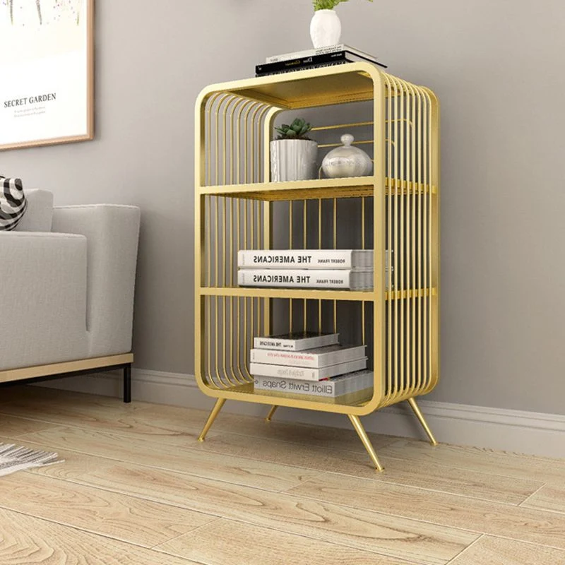 Libreria Glam con scaffale posteriore chiuso Scaffale metallo per sala studio Clearhalo