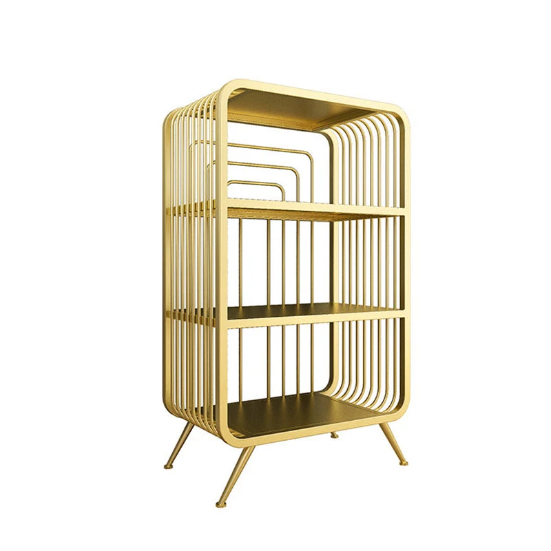 Libreria Glam con scaffale posteriore chiuso Scaffale metallo per sala studio Clearhalo
