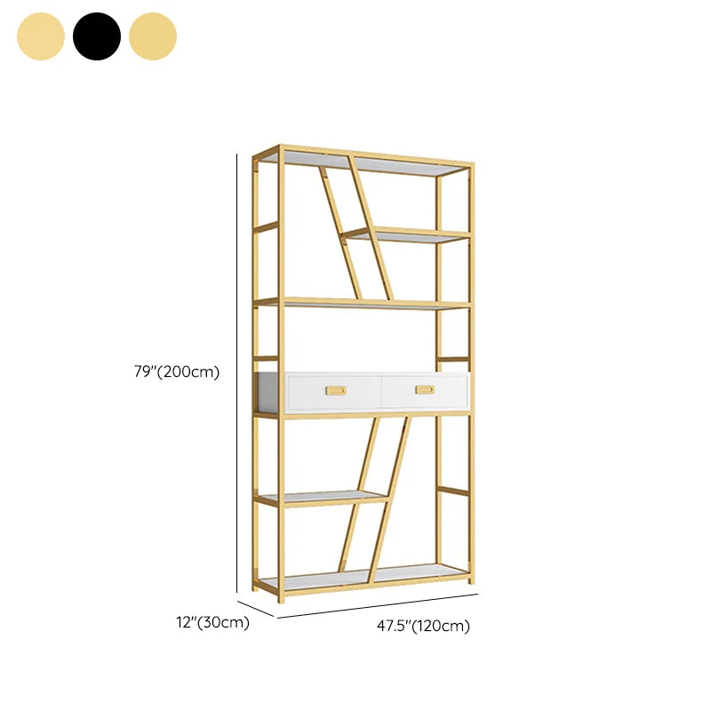 Libreria Glam Shelf Libreria metallo con schienale aperto e cassetti per l'Home Office Clearhalo