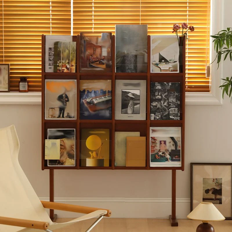 Libreria legno massello con schienale chiuso stile moderno con ripiani Clearhalo