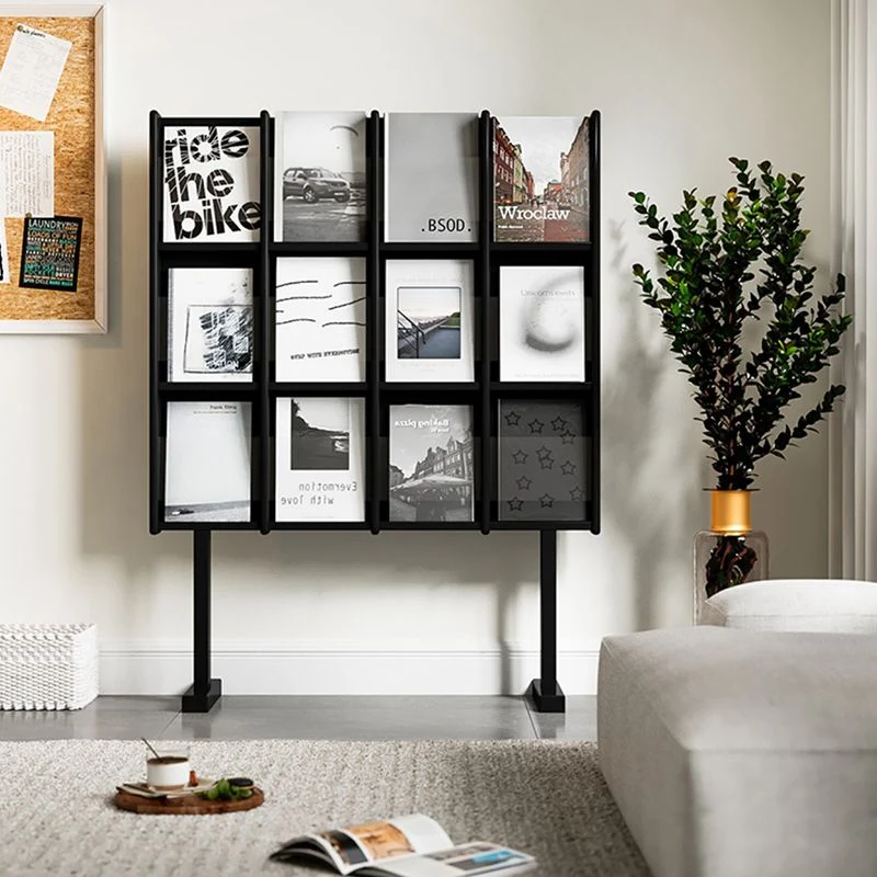 Libreria legno massello con schienale chiuso stile moderno con ripiani Clearhalo