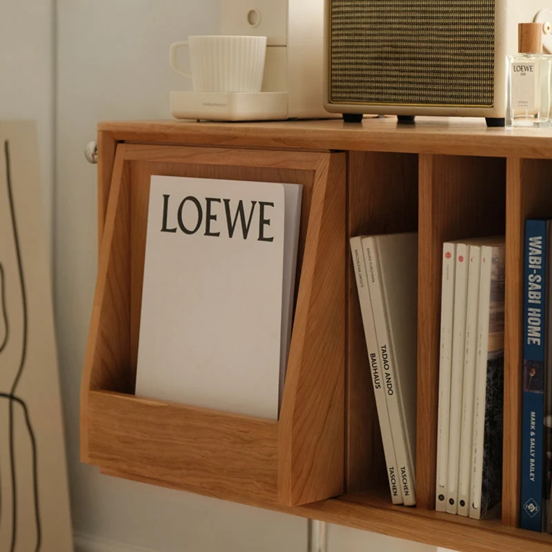 Libreria legno massello stile moderno, libreria con schienale chiuso e anta Clearhalo