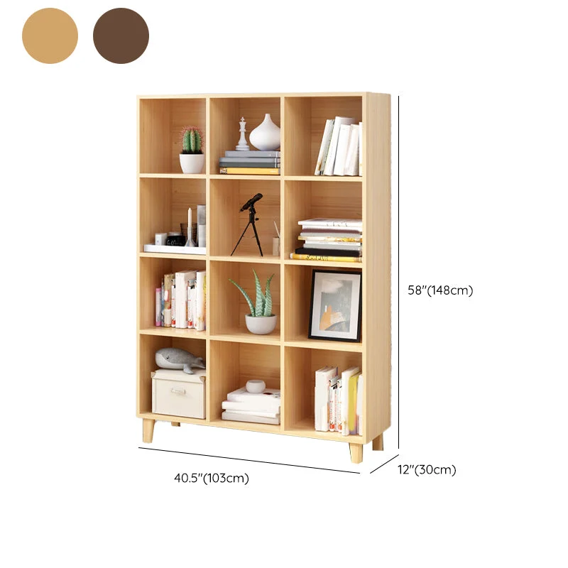 Libreria legno naturale Scaffale moderno standard con ripiani Clearhalo