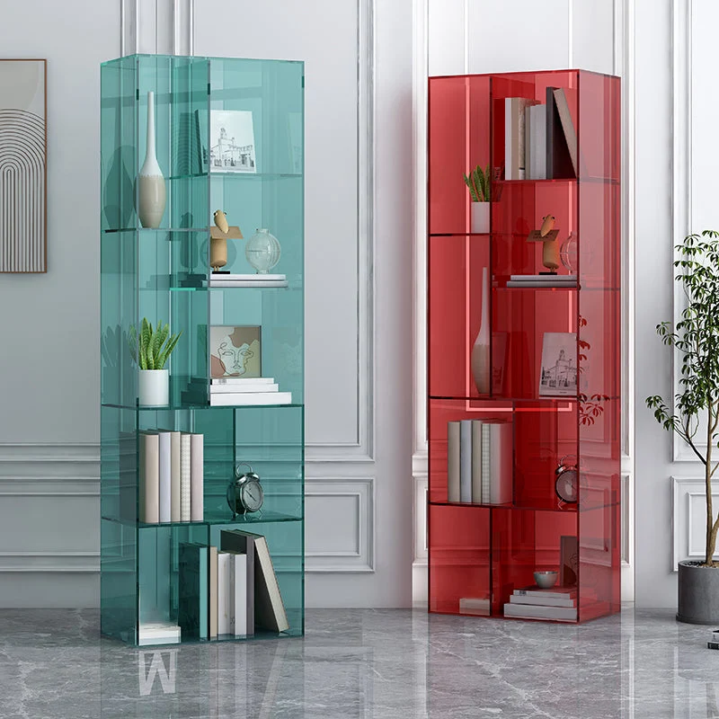 Libreria moderna acrilico standard con schienale chiuso e ripiani per sala studio Clearhalo