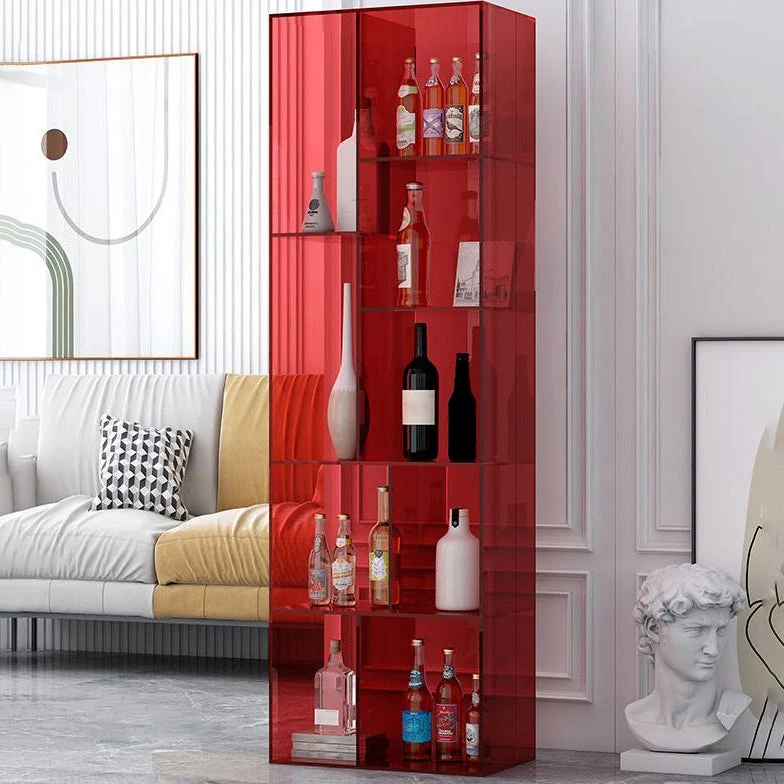 Libreria moderna acrilico standard con schienale chiuso e ripiani per sala studio Clearhalo