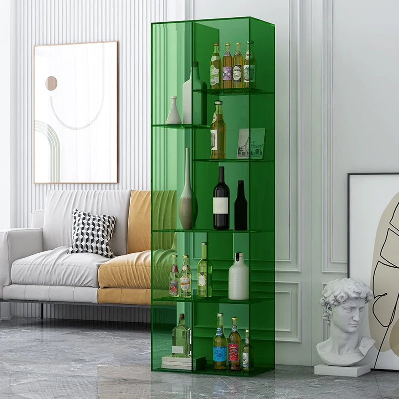 Libreria moderna acrilico standard con schienale chiuso e ripiani per sala studio Clearhalo