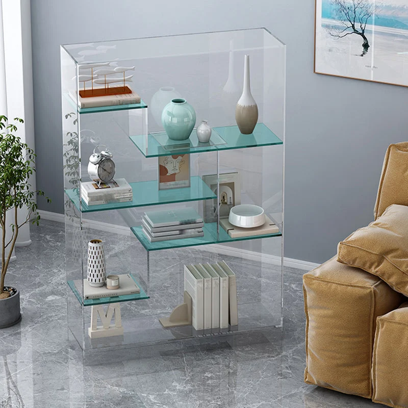 Libreria moderna acrilico standard con schienale chiuso e ripiani Clearhalo