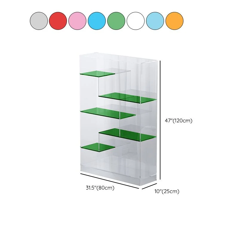 Libreria moderna acrilico standard con schienale chiuso e ripiani Clearhalo