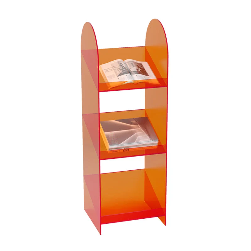 Libreria moderna acrilico standard con schienale aperto e ripiani Clearhalo