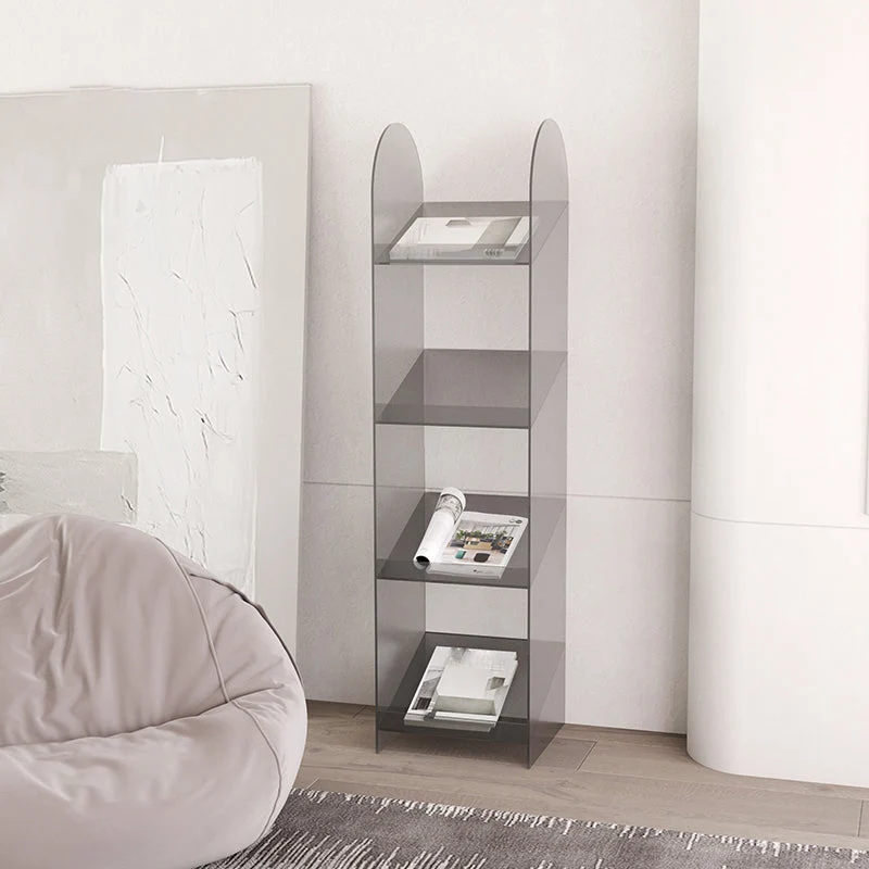 Libreria moderna acrilico standard con schienale aperto e ripiani Clearhalo