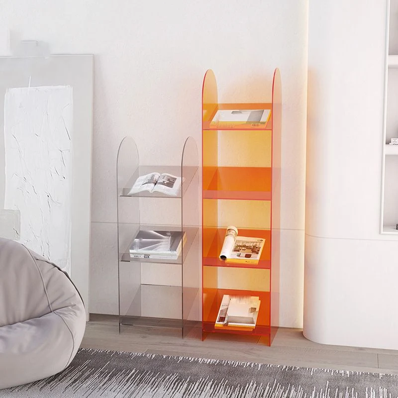 Libreria moderna acrilico standard con schienale aperto e ripiani Clearhalo