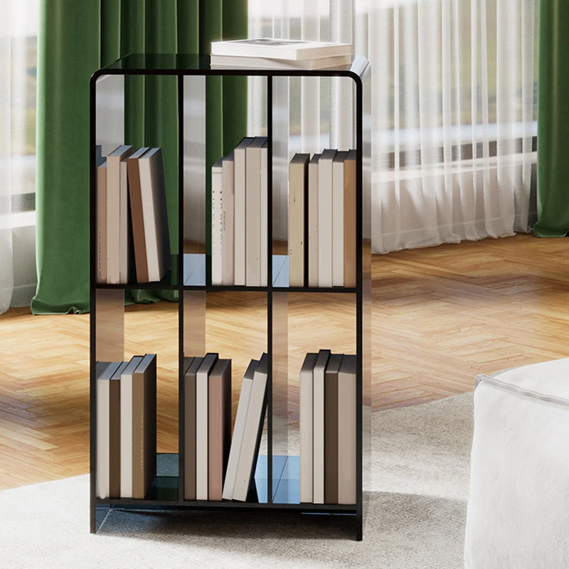Libreria moderna acrilico standard con schienale aperto e ripiani rettangolari Clearhalo