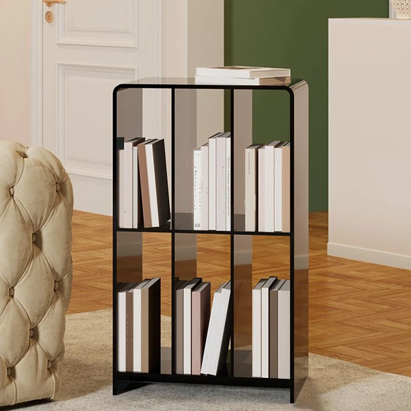 Libreria moderna acrilico standard con schienale aperto e ripiani rettangolari Clearhalo