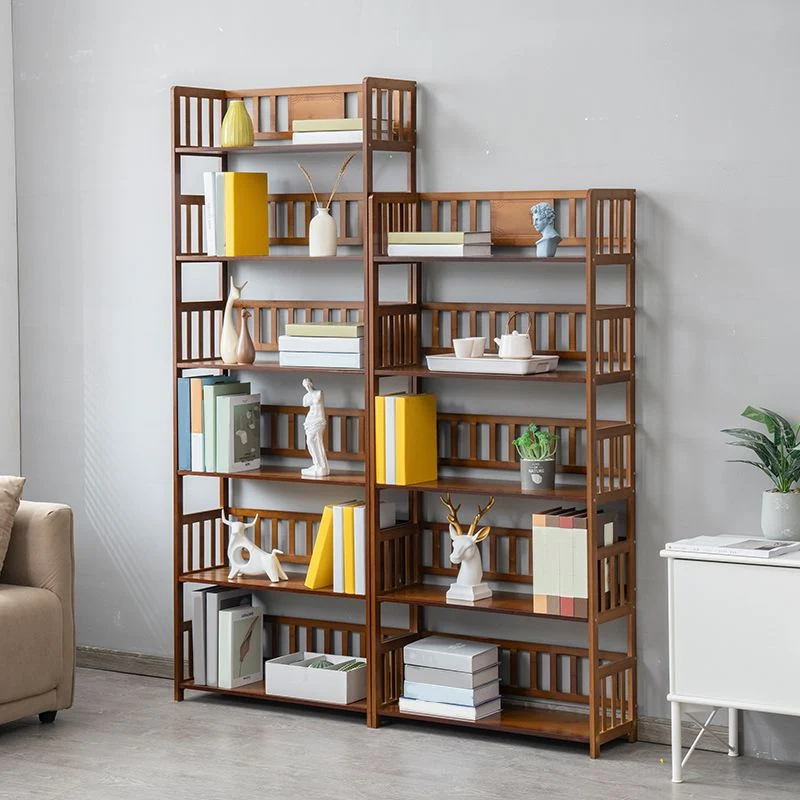 Libreria moderna bambù standard con schienale aperto per l'home office Clearhalo