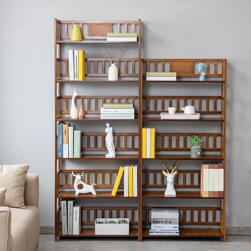 Libreria moderna bambù standard con schienale aperto per l'home office Clearhalo