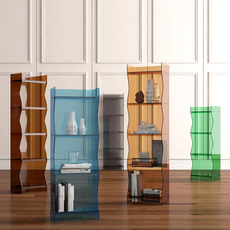 Libreria moderna con scaffale acrilico con schienale chiuso e ripiani Clearhalo