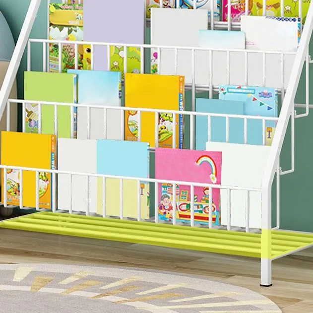Libreria moderna con scala chiusa sul retro, ripiani metallo, libreria inclusa Clearhalo