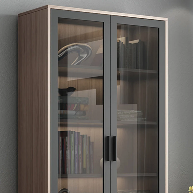 Libreria moderna legno con ante vetro, libreria chiusa per la casa Clearhalo