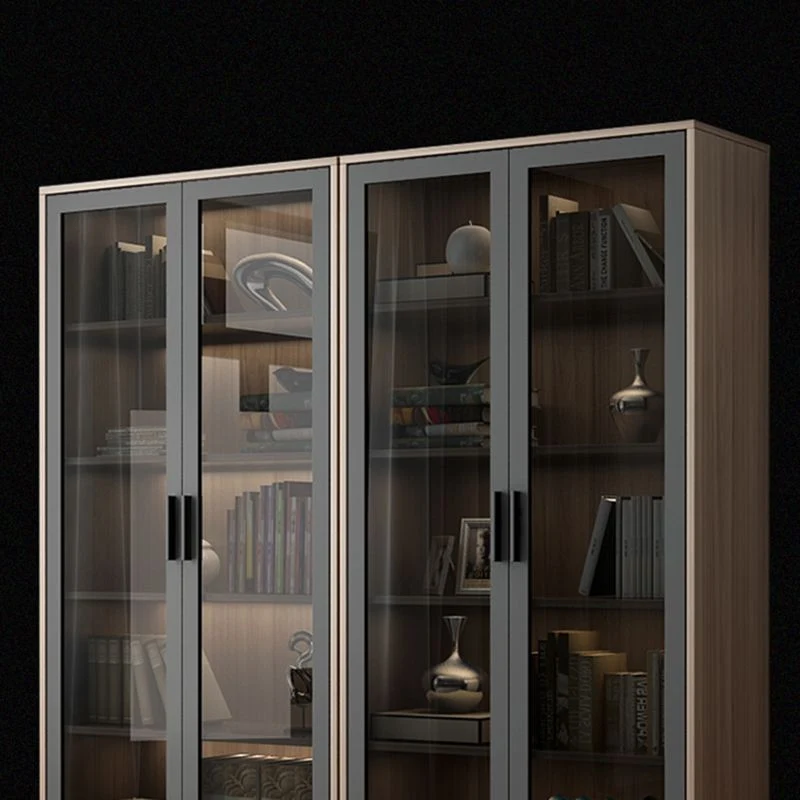 Libreria moderna legno con ante vetro, libreria chiusa per la casa Clearhalo