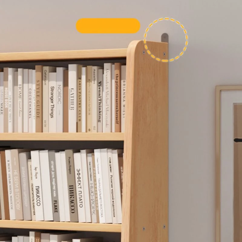 Libreria moderna legno con schienale aperto e ripiani per sala studio Clearhalo
