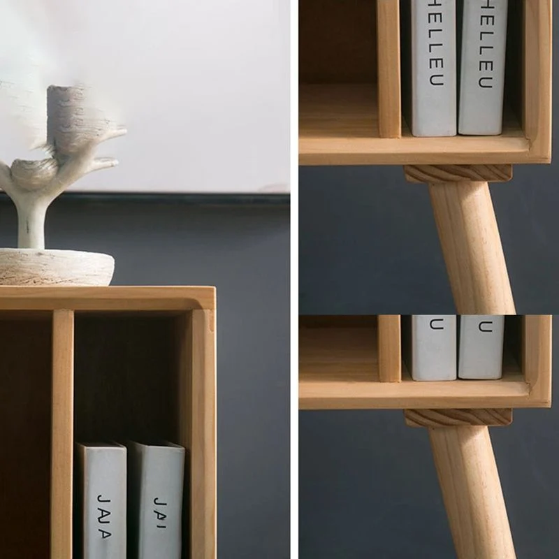 Libreria moderna legno massello con schienale chiuso e ripiani Clearhalo