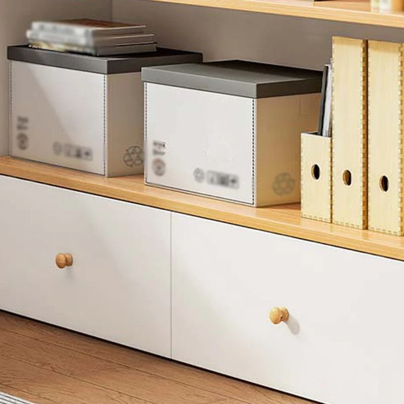 Libreria moderna standard con ripiani chiusi e cassetto derivati del legno Clearhalo
