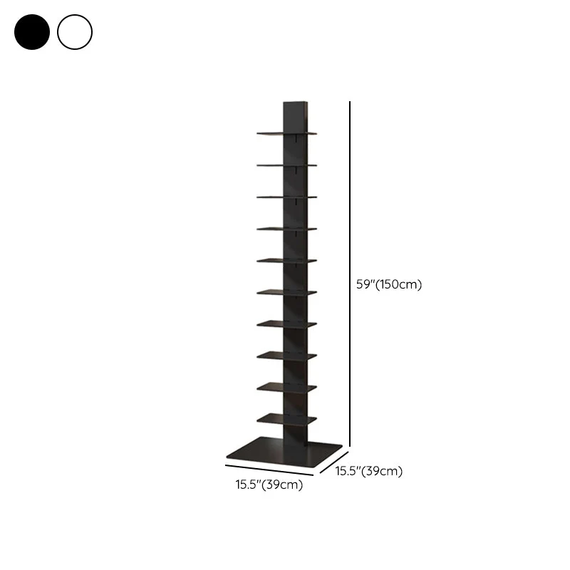 Libreria moderna verticale con schienale chiuso e ripiani metallo inclusi. Libreria inclusa Clearhalo